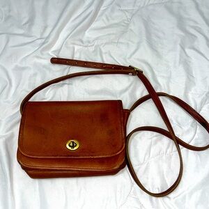 LAURA U.S.A. Natural Leather & Solid Brass Collection Crossbody Bag